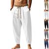 Men's Linen Loose Fit Color Wide Leg Pants with Tapered Hem for Business Casual