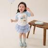 LUSON Girls' Cartoon Raglan Short Sleeve T-shirt
