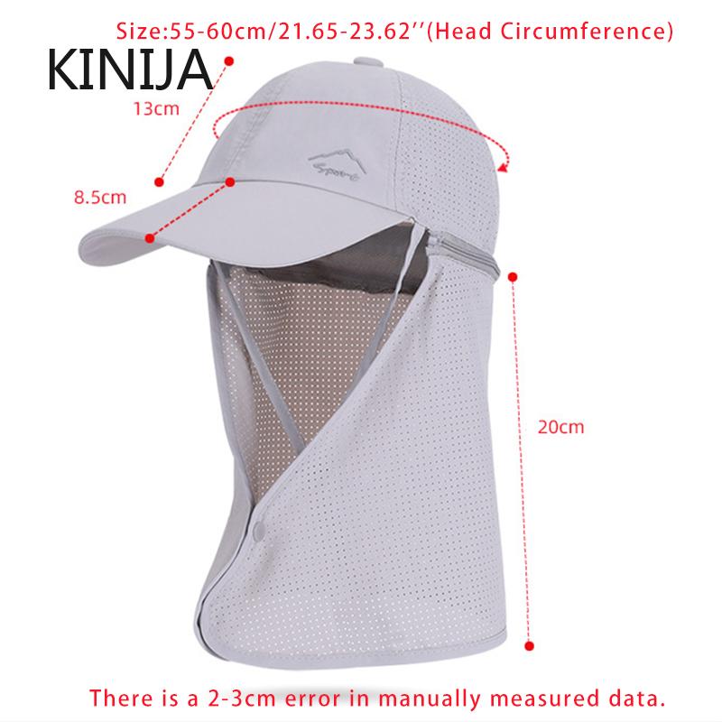 Quick-Dry Sun Hat for Men Women Detachable Shawl Neck Protection Adult Baseball Cap Outdoor Spring Summer Hat