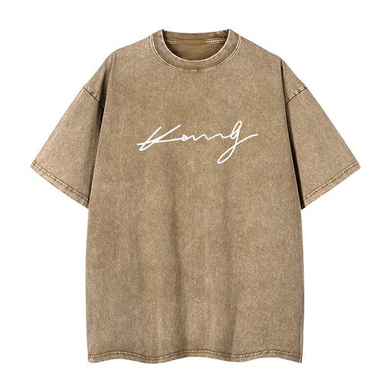 New Heavy Men's Washed Vintage Oversized T-Shirts Street Punk T Shirt women Harajuku Casual Cotton Short Sleeve Tee top