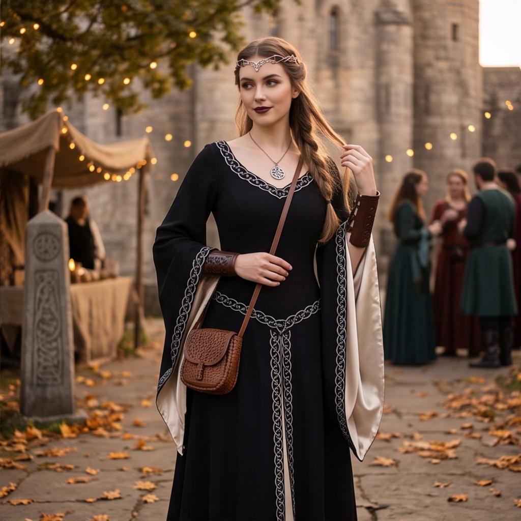 Women's Long Sleeve V-Neck Embroidered Flare Sleeve Fitted Dress