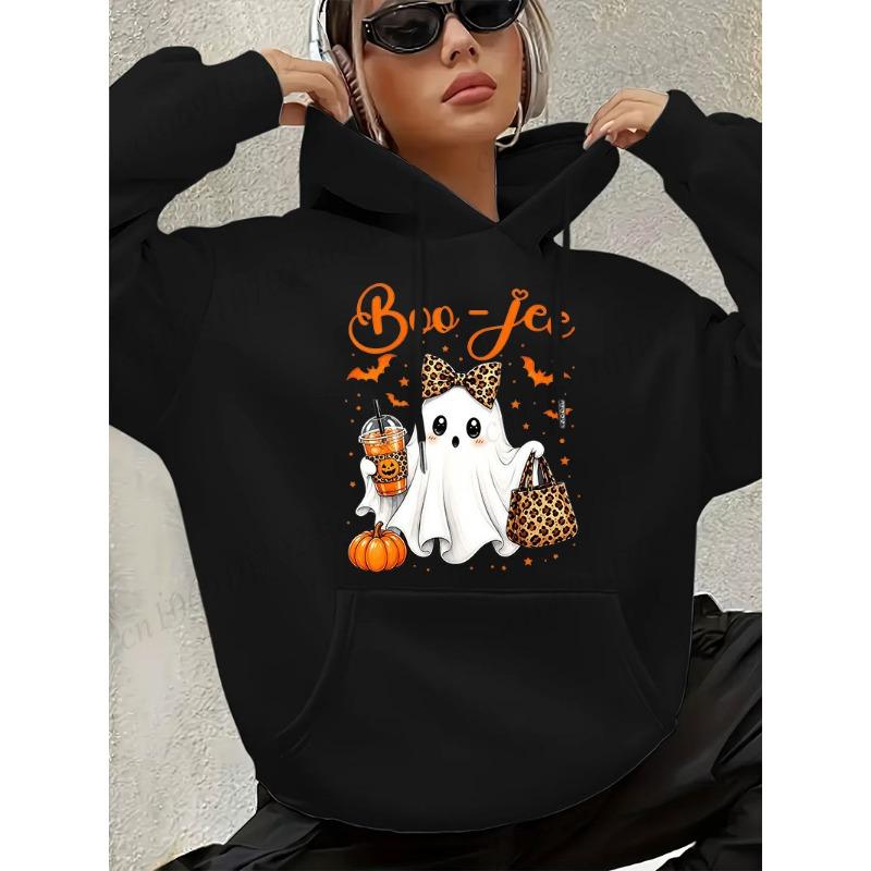 Hoodie for Women THE BOO CREW Halloween Family Matching Outfits Pastel Halloween Rainbow Ghost Print Pumpkin Graphic Sweatshirt