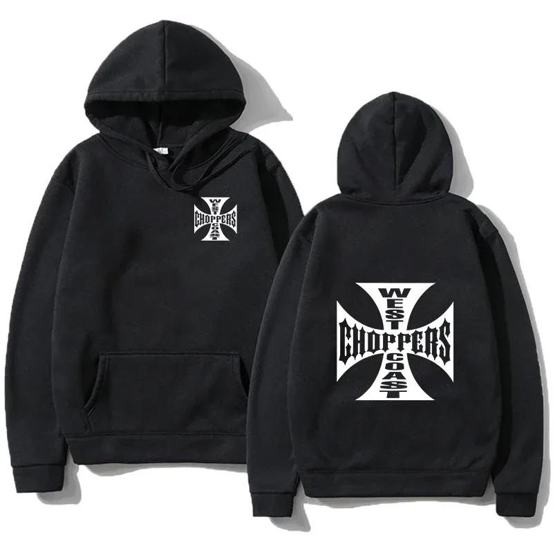West Coast Iron Cross Choppers Bedruckter Herren Kapuzenpullover Mode Cooles Sweatshirt Unisex Mode Fleece Übergroßer Hoodie Streetwear S black