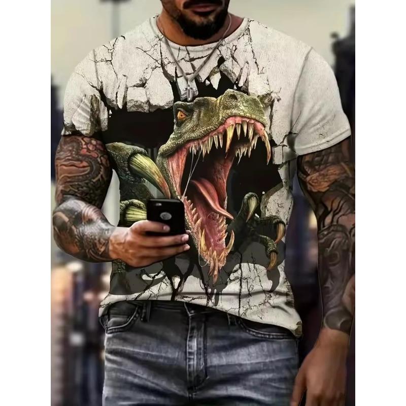 

Мужская футболка с принтом 3D динозавра, хип-хоп, уличные топы в стиле Харадзюку, футболка большого размера с коротким рукавом, летняя модная футболка 6XL