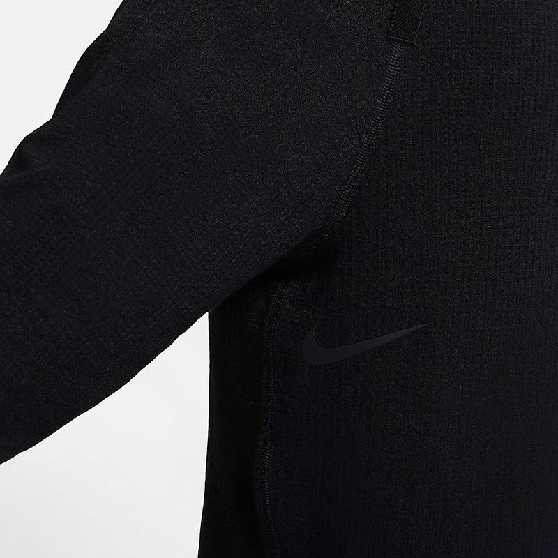 Men's Nike Pattern Solid Color Round Neck Long Sleeves Black T-Shirt CZ9579-010