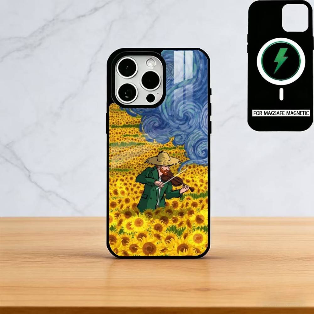 Van Gogh Starry Sunflowers Phone Case For iPhone17,16,15,14,13,12,11 Plus,Pro Magnetic For Magsafe Wireless Charging