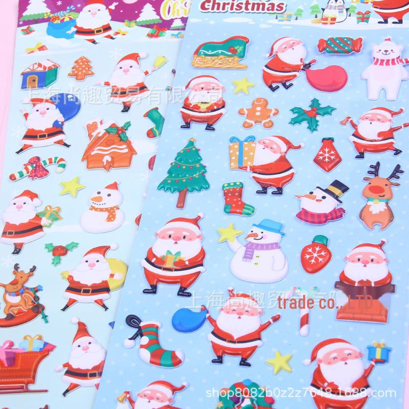 Nové 3D vánoční pěnové samolepky: Dětské kreslené návrhy s Santa Clausem, sněhovou vločkou a losem
