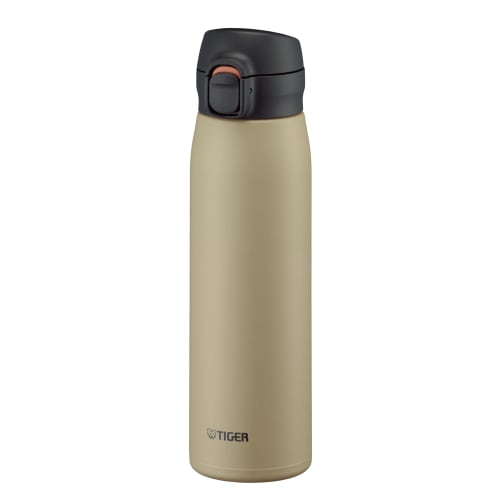 Tiger Thermos Water Bottle, 600ml, One-Push Stainless Steel, Easy-Drink Design, Integrated Lid and Gasket, Only Three Parts to Wash, Easy-to-Use Cap,