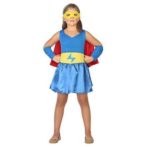 Déguisement - Atosa - Super Girl - Robe - Cape - Mi-masque