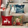 Christmas Cute Cartoon Pillow Covers Pattern Cushion Cover Suitable for Sofa Bedroom Car Pillow Cover