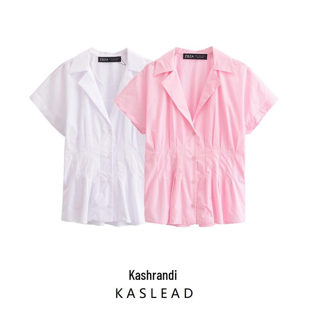 

Spring 2025 Women s European & American Style Slim V-Neck Casual Shirt Extra Small