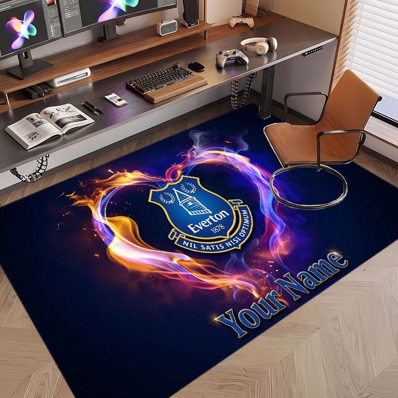 Custom Rug Everton FC Pattern Print Name Text Soft Non‑Slip Floor Carpet for Home Indoor Decoration
