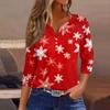 Women's T Shirt Tee Print Button 3/4 Sleeve Daily Weekend Fashion Basic V- Neck Regular Top