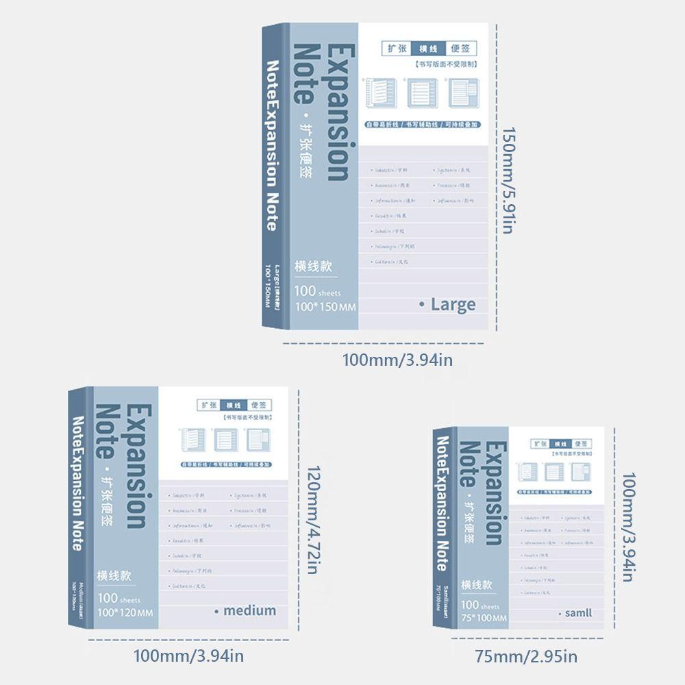 100PCS/Set Multifunctional Self-Adhesive Expansion Sticky Notes Extensible Sticky Memo Pads Tearable Sticky Labels Sticker Gift