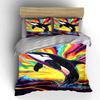 Orca with rainbow background. Bedding sets Duvet cover sets Duvet covers Pillowcases(1*Duvet Cover 2*Pillowcases without duvet insert)