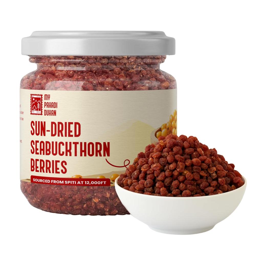 My Pahadi Dukan Himalayan Sea Buckthorn Berries 80g Sun Dried Wild Superfood Rich In Omega Fatty Acids Vitamin C Tangy