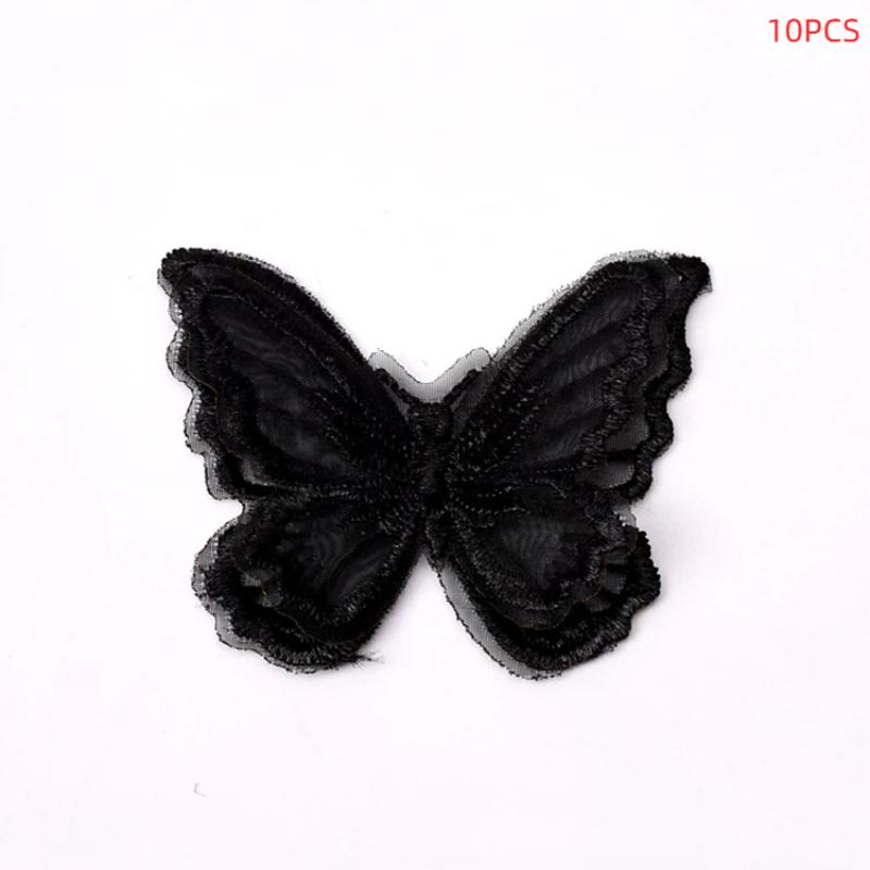 10 Stück Stickerei Spitze Schmetterling Aufnähen Aufbügeln Aufnäher Abzeichen Hochzeit Brautkleid Bestickte Applikation Basteln DIY Nähzubehör