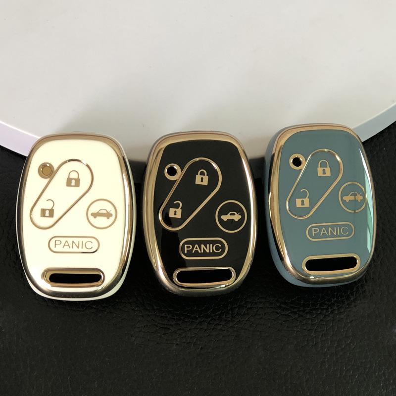 Premium-Schlüsselabdeckung mit goldenem Rand für Honda Accord, Fit, CRV, Odyssey