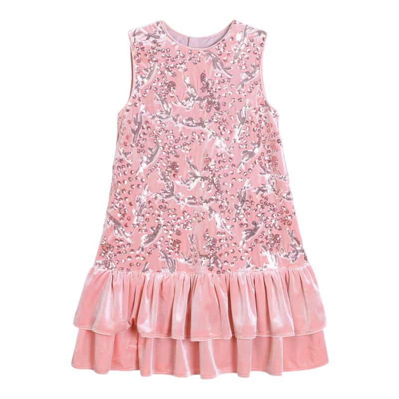 Girls' Sequin Velvet Party Dress