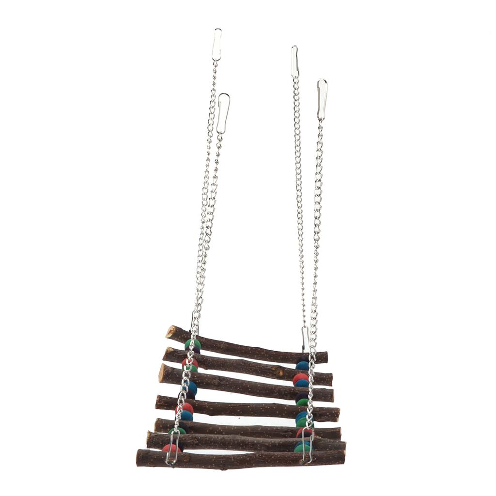 Papagei Schaukel Hängebrücke Bunte Perlen Holz Kletterleiter Spielzeug für Kleinvogel Papagei Doppelte Perlen Siebte