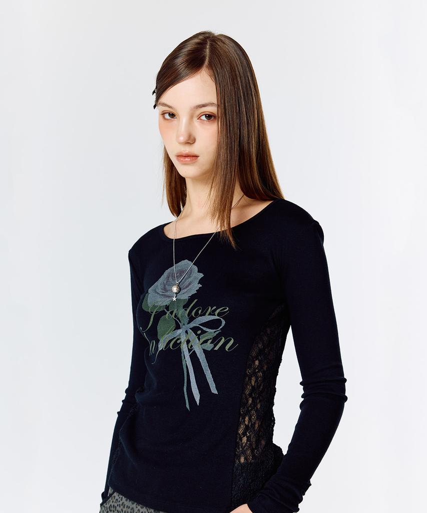 LARTIGENT L15 Lace Slim T-Shirt (Black)