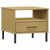 Nightstand OSLO with Metal Legs Brown Solid Pine Wood