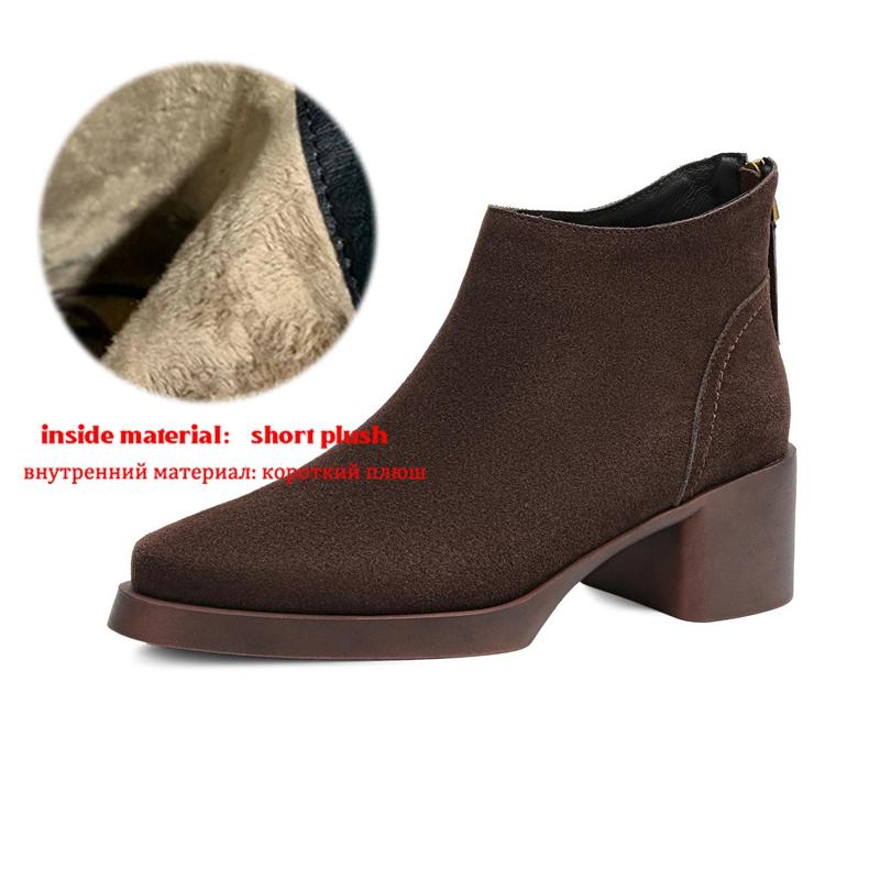 

Krazing Pot Коровья замша Нубук Зимние Ботильоны с круглым носком на массивном каблуке Модные женские ботинки на молнии Ретро Элегантные женские ботильоны 42