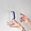 400ml Square Glass Mug With Lid and Straw Breakfast Milk Cup Microwave Safe Transparent Party Beer Coffee Mug Drinkware Glass