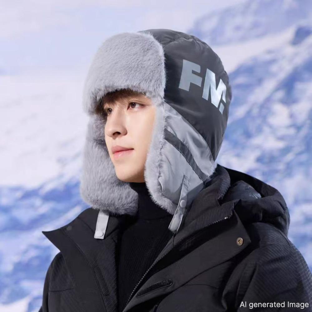 Winter Knit Trapper Hat Fleece Lined Thickened Earflap Beanie Windproof Warm Cold Weather Cap