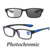 Anti Blue Light Color Changing Sunglasses Dual Color Frame Sports Photochromic Reading Glasses Ultra Light Presbyopia Glasses