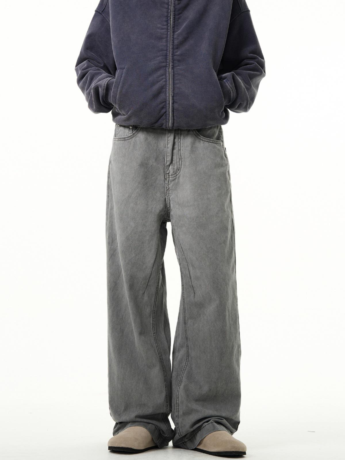 

Винтажные серые широкие расклешенные мужские джинсы - ретро-повседневный крой весна/лето M серый