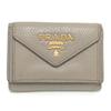 1MH021 Logo Wallet Compact Wallet Mini Wallet Trifold Wallet Leather Beige