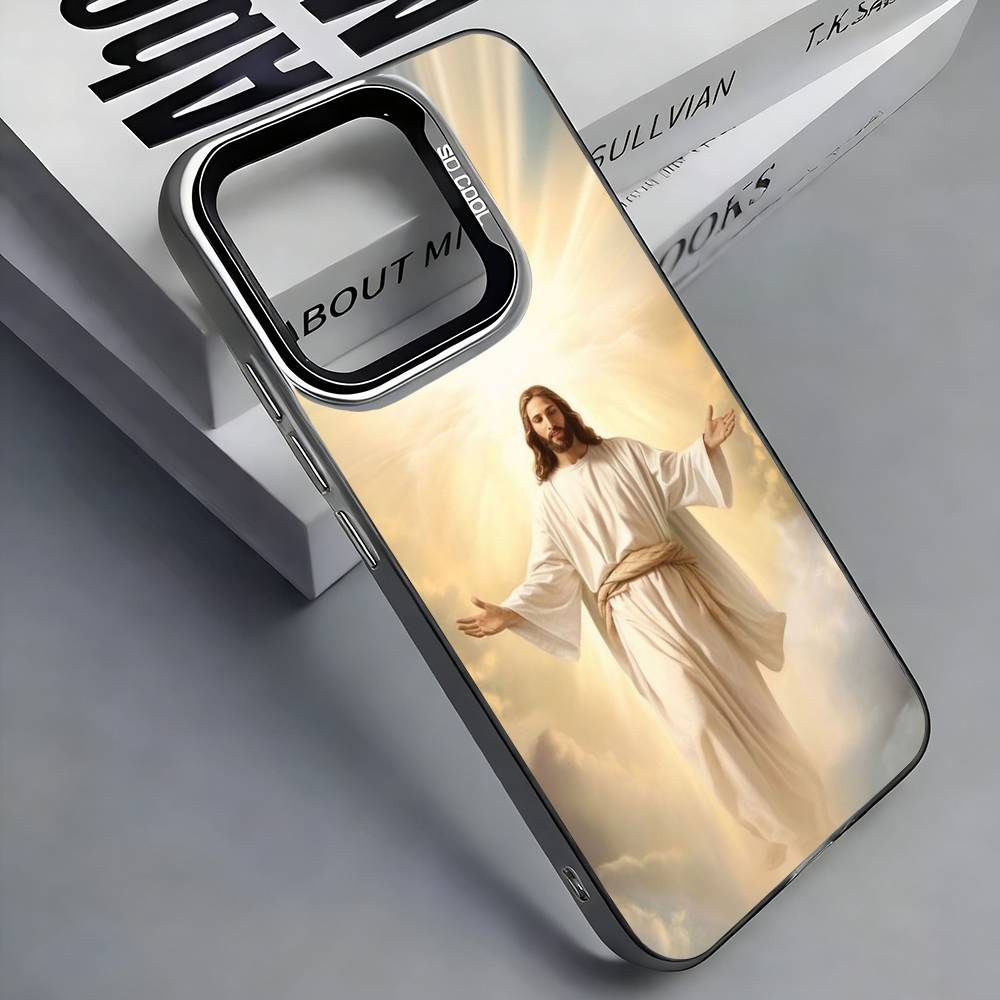 

Christian Religious Jesus Phone Case For iPhone 17,16,15,14,13,12,11 Plus,Pro Max,Colored Silver Phone Case iPhone16