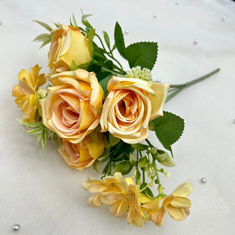 Artificial Flower Spring 4 Flower Rose Chrysanthemum Combination Flower Rose Fake Flower Silk Flower Small Rose