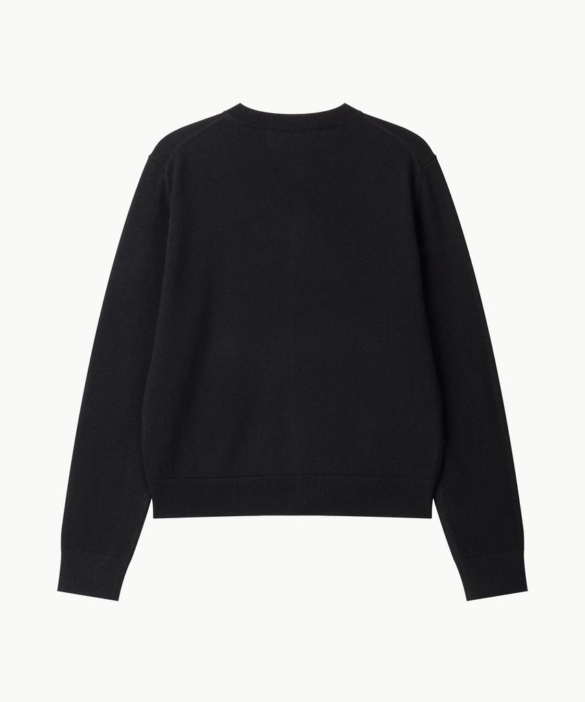 Leondi Fine Merino Wool Round Cardigan - Black