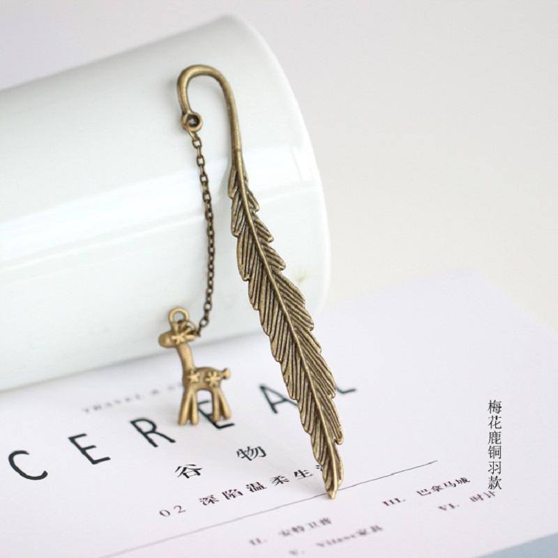 Metal Bookmark Feather Pendant Book Page Mark Student Stationery School Supplies Bookmarks Gift Book Marker Escolar Papelaria