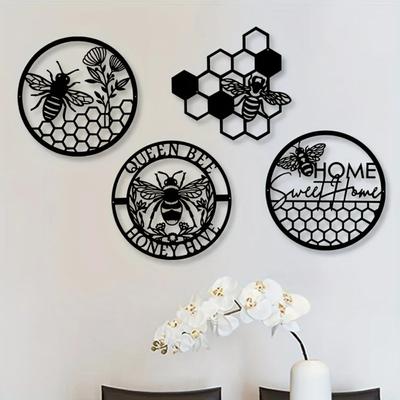 Arte de pared de metal con forma de abeja: elegante adorno de interior para la decoración del hogar y del restaurante, decoración única para colgar en la pared
