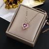 Top Luxury Colorful Crystal Ocean Heart Pendant Necklace for Women Trendy 316L Stainless Steel Jewelry Female Wedding Neck Chain