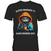 Good Morning Very Thin Ice Cat Coffee Saying Funny T Shirt Premium Vintage Washed Fashion Stretched Graphic Homme Comfortable