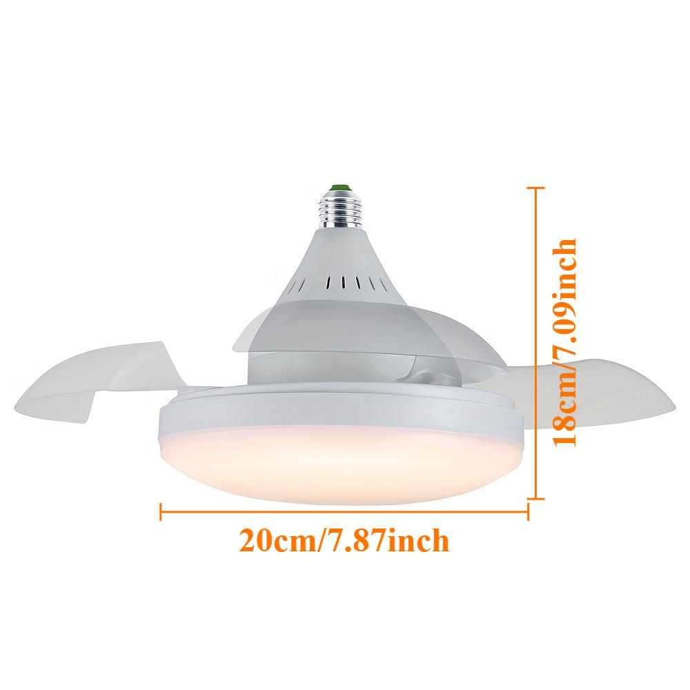 

1pc E27 Socket Invisible Blade Fan Light, Stealth Fan with Lamp & Remote Control Dimmable Socket Ceiling Fan for Bedroom Kitchen Remote Dimming белый