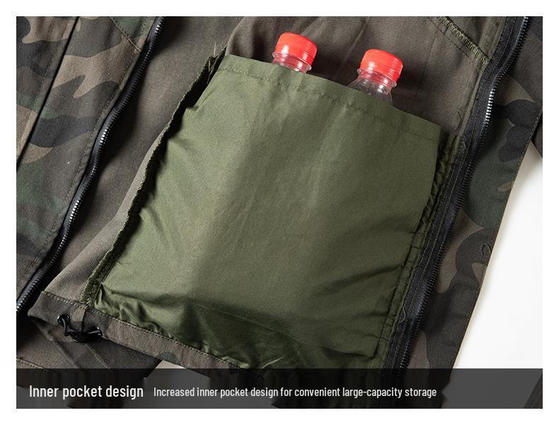 Herren Camouflage Baumwolle Elastischer Arbeitsanzug - Verdickte Schweiß- und Autoreparaturausrüstung für Frühling/Herbst.