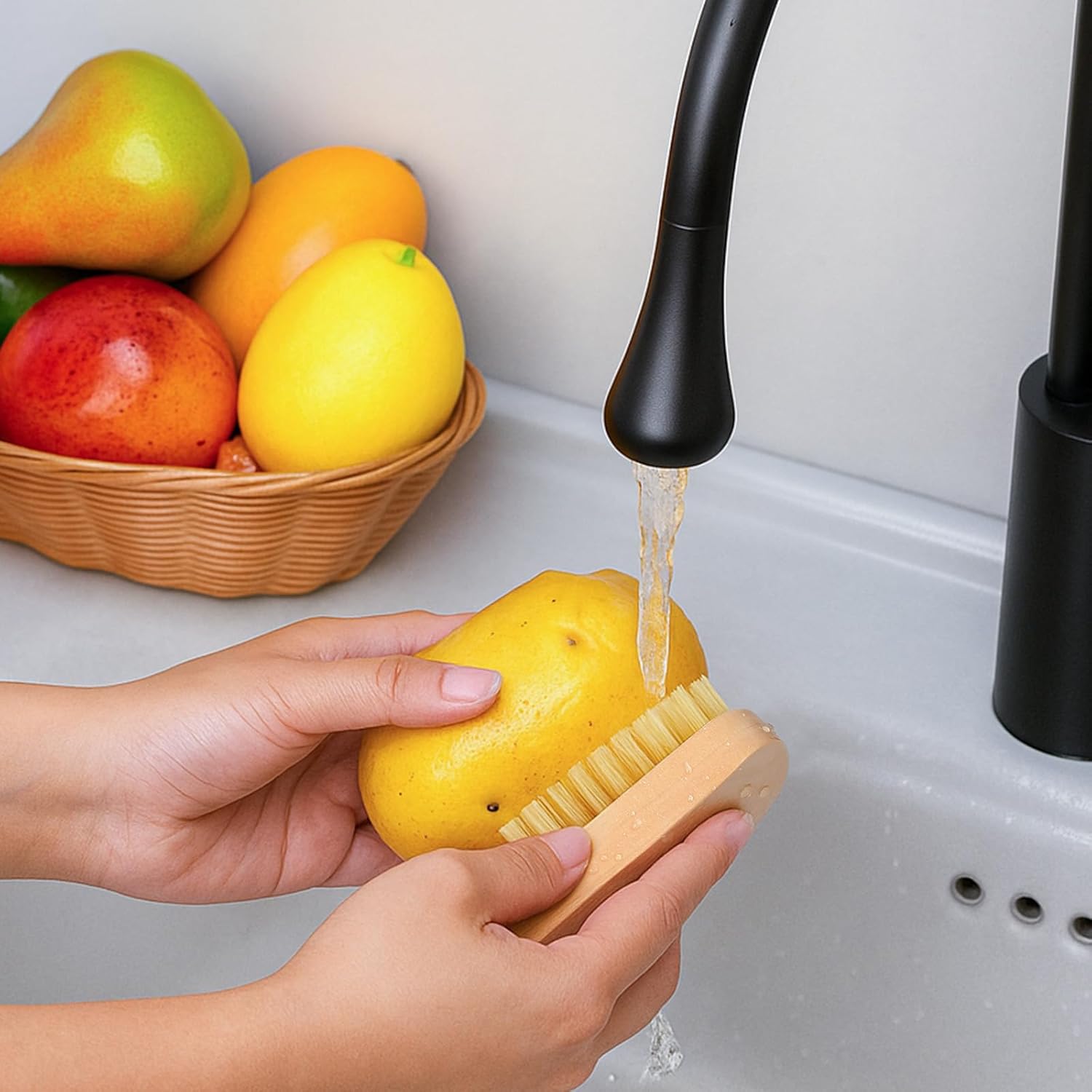 Veggie Wash Brushes for Food Potato Brush Scrubber Cleaning Brush for Potato Carrot Cucumber and Fruits Vegetable Scrubber 2 Pcs Polishing Cleaning