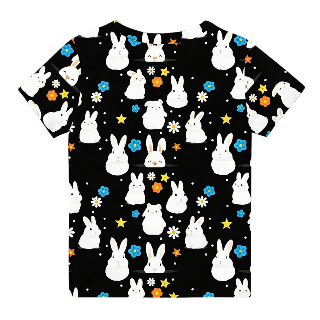 Boys Girls Round Neck Casual Printed Short-sleeved T-shirt Top