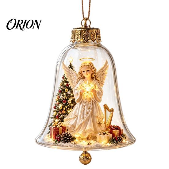 Miniature Holiday Scene Hanging Balls 3D Christmas Bell Ornament, Winter Clear Decoration with Santa Reusable Festival Ornaments Snowman Reindeer