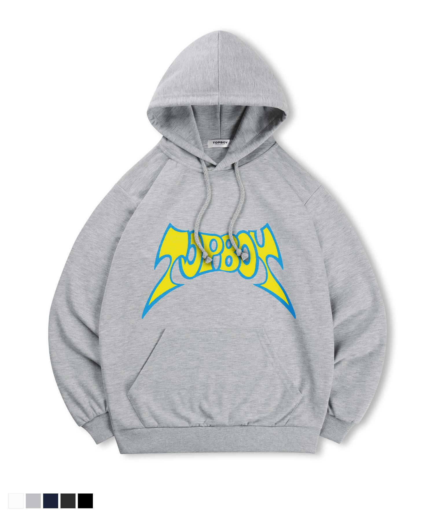 Top Boy [Non-Fleece Or Fleece] Boomerang Print Hooded Sweatshirt (Type C) (Fleece-Lined) Black Pth1047/3Xl