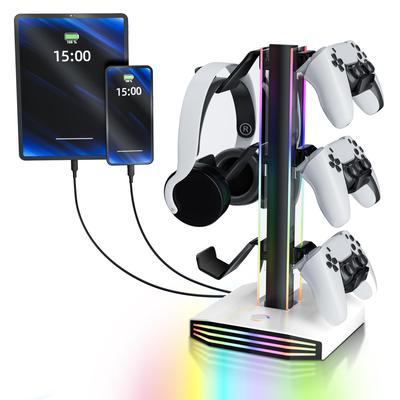 Universal Game Controller Headphone Stand with RGB Lights with Desk Organizer Holder, Multi-Color (Compatible PS5/Xbox/Switch)