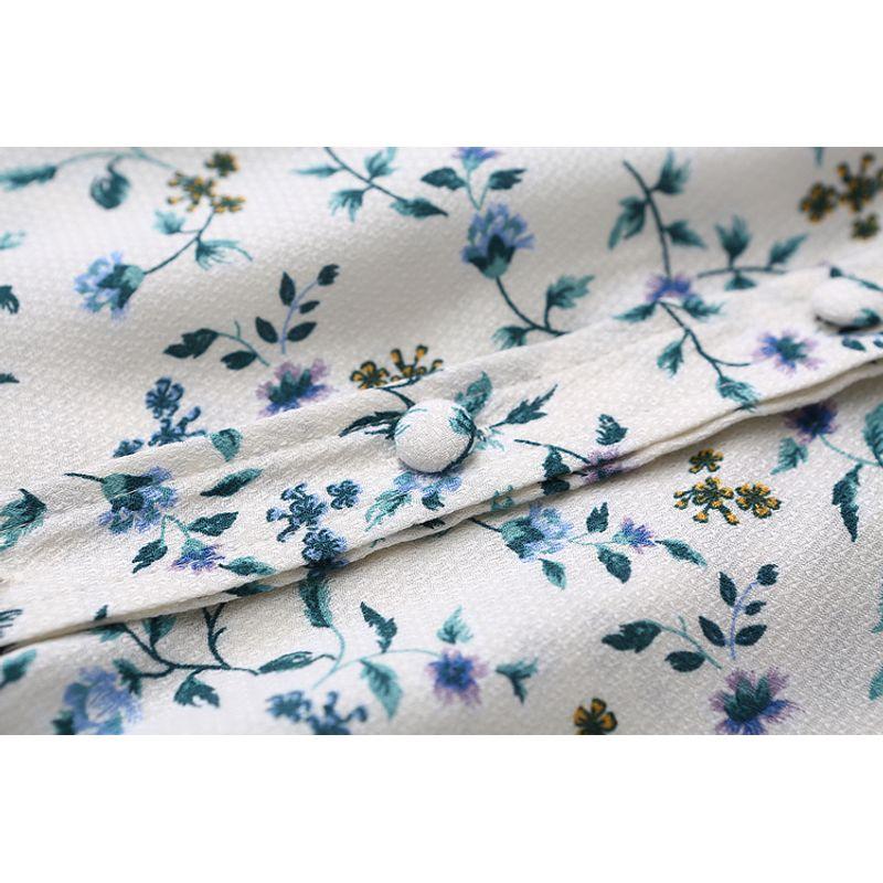 Export Export Simple Anti-Aging Ethnic Style Breathable Plaid Cotton Silk Shirt Long Sleeves Print Artificial Cotton Tops