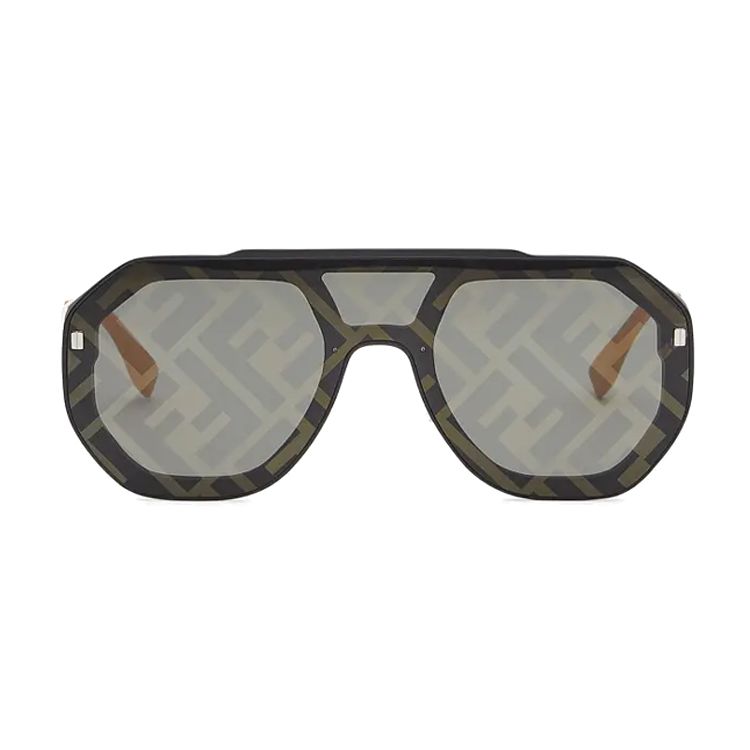 Fendi Yellow Double F Mask Style Pilot Sunglasses Men Sunglasses FOL514A565F1F6P