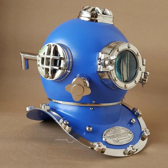45.72 Cm Blue Scuba Diving Helmet Mark V Deep Diving Divers Helmet Home, Office Decor
