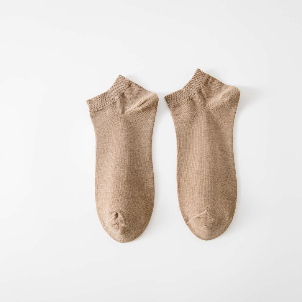 Short Men'S Socks Solid Color Comfortable Low-Top Socks Breathable Thin Sweat-Absorbing Cotton Socks Business Casual Boat Socks Basic